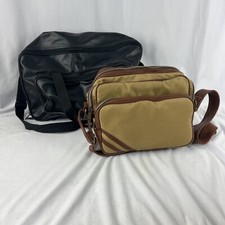 Lot Of 2 Vintage Camera Bags Leather Canvas 70s 90s