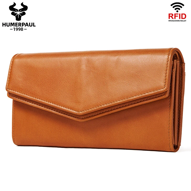 Portafoglio Donna Grande Elegante Vera Pelle Protezione RFID Portamonete Piccolo - Immagine 3 di 4