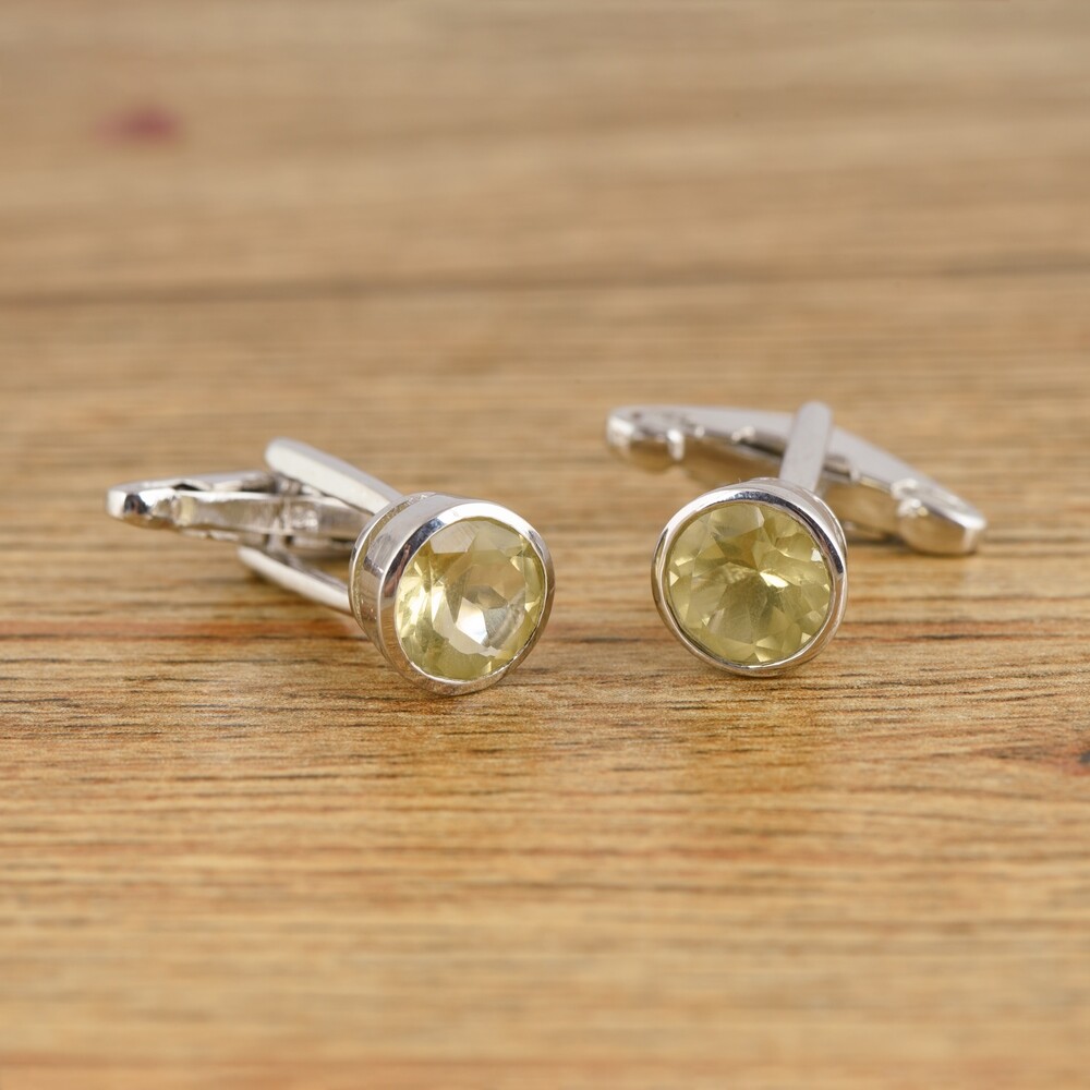 925 Sterling Silver Round Cut Natural Lemon Quartz Gemstone
