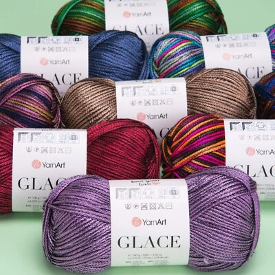 YarnArt Glace Shiny Soft metallic knitting yarn 100g all colours