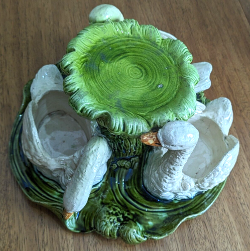 Early Bretby Ceramic Pottery Table Centrepiece Stand 19th Century Majolica Swans - Picture 4 of 11