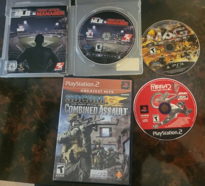 PS2- Mirra Freestyle BMX 2, PS2 Socom, PS3 MAG, PS3 MLB Front Office Mgr. USED