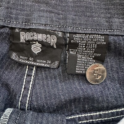 パンツ Rocawear Baggy Denim Pants W40L34 Vintage 90s Y2K Rocawear Denim Parachute Pants 40x34 Baggy