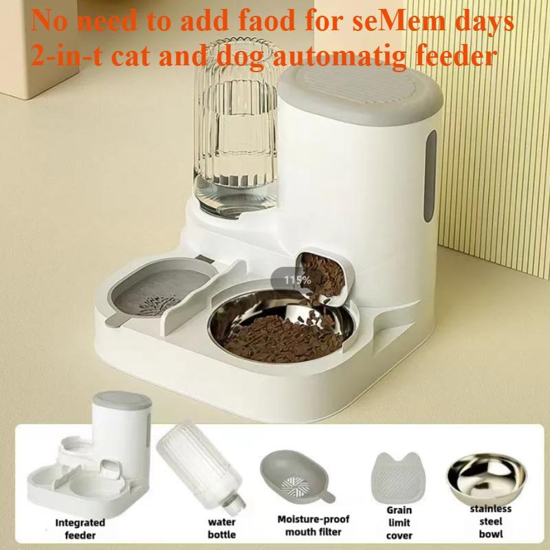 Auto Pet Feeder Bowl - Integrated Water Dispenser for Cats & Dogs