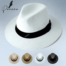 Panama Women Men Fedora Trilby Gangster Cap Summer Beach Sun Straw Travel Hat Q