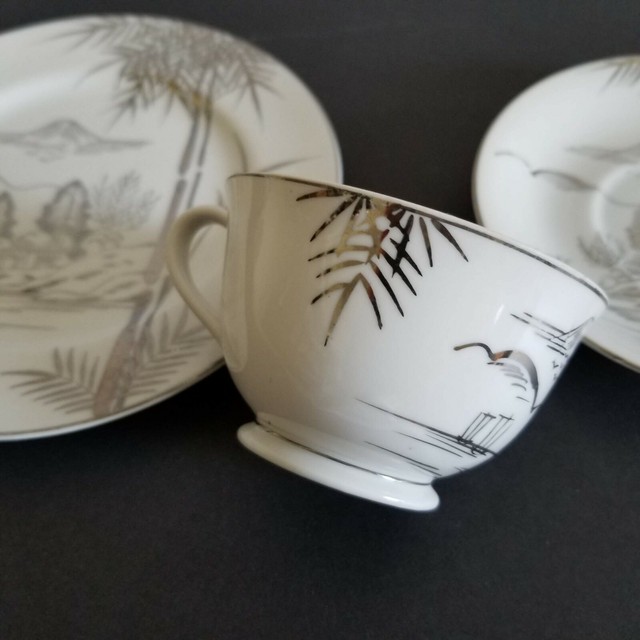 Vintage MEIYO China Nippon Tea Cup Saucer Luncheon Plate Set of 3 eBay