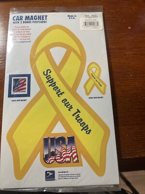 New vintage 9/11 support our troops car magnet W/ Two Postcards