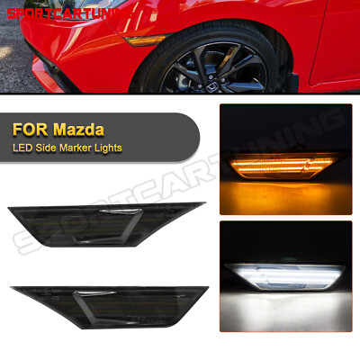 2x Smoked LED Side Marker Light Switchback Signal Lamp For 2016-2023 Honda Civic