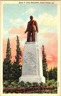 #ad Baton Rouge Louisiana LA Huey F. Long Monument Linen Postcard $5.95
