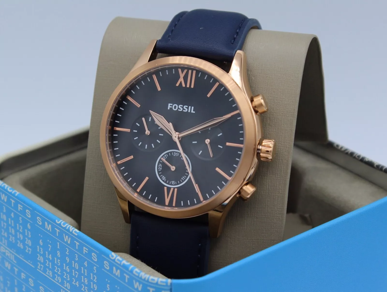 Fossil Fenmore Chronograph Rose Gold Blue Men s France Ubuy