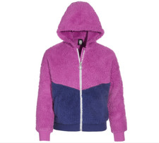 ID Ideology Girls Colorblocked Faux-Sherpa Zip Jacket Berry Frost Size S