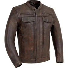 DODICI Men's Motorcycle Biker Cowhide Leather Jacket