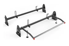 Fullsize Steel Two-Bar Van Ladder Roof Rack with Rear Cargo Roller - Black