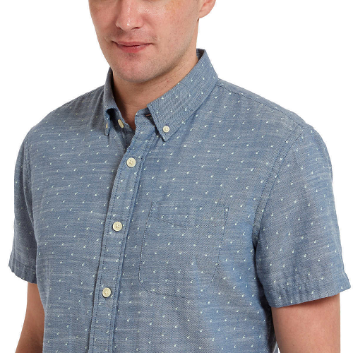 GRAYERS MENS WOVEN SHORT SLEEVE 100% COTTON SHIRT(BLUE TWILL APPLE, X-LARGE) NWT - Picture 1 of 3