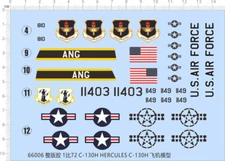1/72 USAAF US Air Force Lockheed C-130H Hercules Model Kit Water Slide Decal