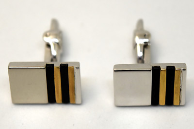 Vintage Dolan Bullock 14K Solid Gold and Sterling Silver Cufflinks Signed