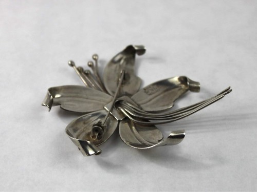 Broche Anton Dogwood Vintage Plata Esterlina Figura Flor Solapa Prendedor - Imagen 3 de 6