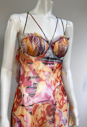 S/S 2004 Deliverance Collection ALEXANDER MCQUEEN Americana Silk Dress Sz 40 - Picture 17 of 19