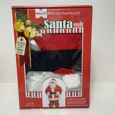 NIB Halco Plush Christmas Santa Suit Costume With Accessories Size 42-48