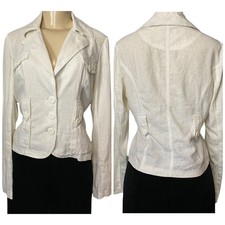 Y2k Vila Linen Jacket Hilton Jacket Model In A Ivory Linen Viscose Medium