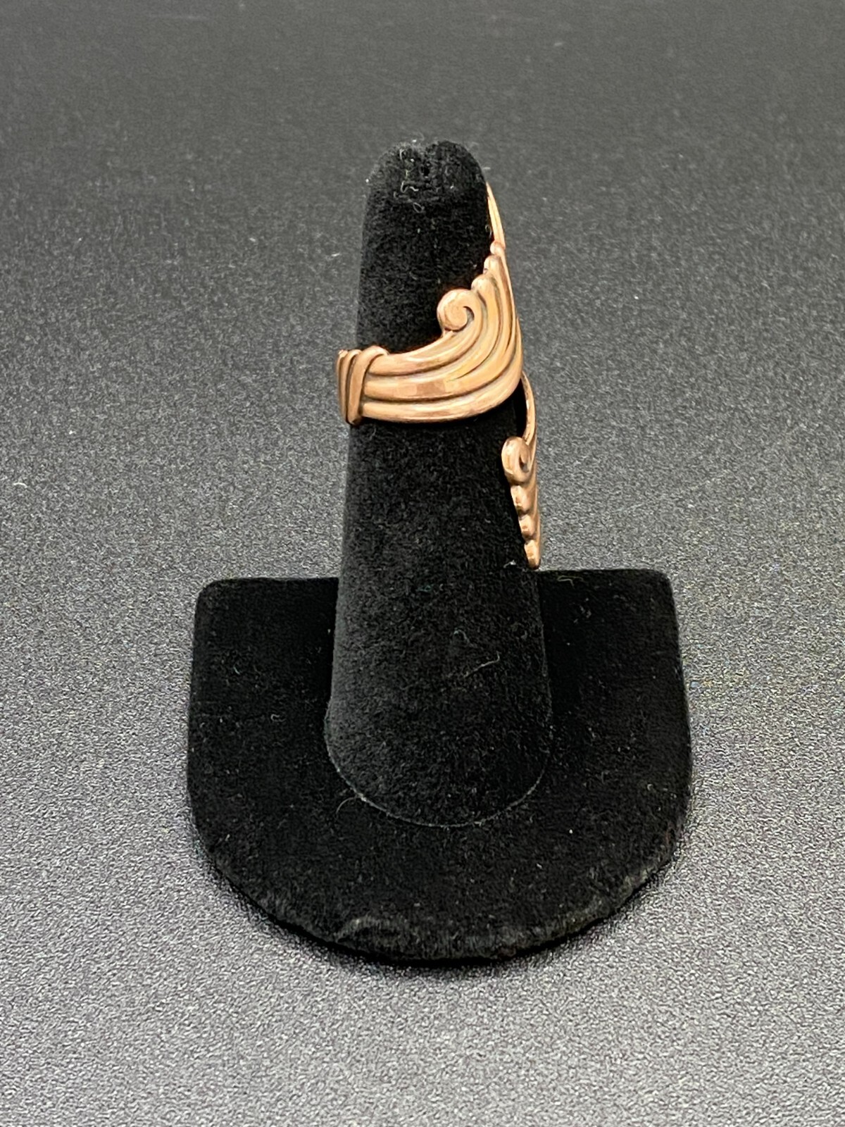 Adjustable Ring Sz 5.5+ Solid Copper Scroll Wave … - image 2