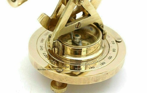 Vintage Messing Theodolit Alidade Kompass Antik Vermessung Transit Teleskop 5" Ins - Bild 7 von 8