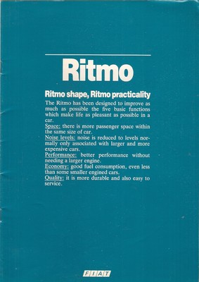 Fiat Ritmo 1981-82 Irish Market Verkaufsprospekt 60 65 CL 85 Super 105 TC Strada