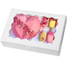 15pcs Bakery Boxes12x8x2.5 Treat Boxes White Cookie Boxes Dessert Boxes for C...