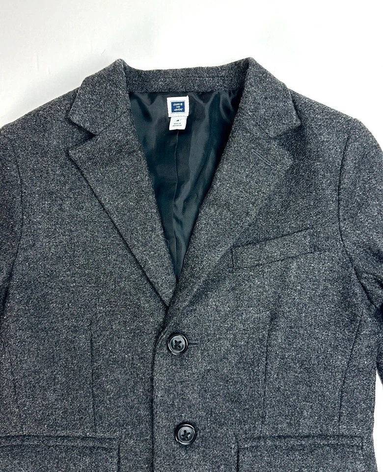 Chaqueta Blazer Traje Janie and Jack Mezcla Lana Gris con Parches en el Codo talla 4 Foto 2 de 4