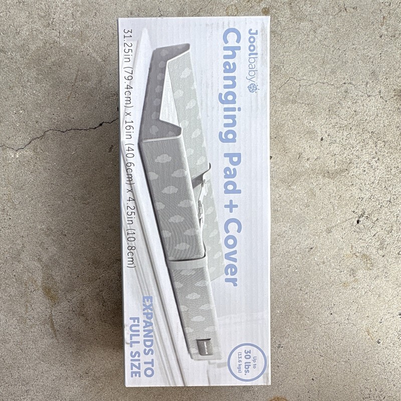 Joolbaby Changing Pad + Cover Padded Non-Skid Belt Gray/White Cloud 31.25"