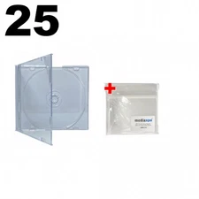25 SLIM SUPER Clear CD Jewel Cases & 100 OPP Bags