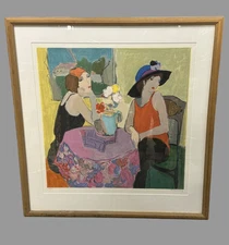 Itzchak Tarkay Signed & Numbered Serigraph on Paper Gossip 286/300