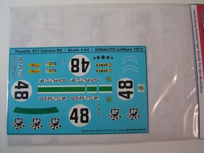 Decals 1:24 Porsche 911 Carrera RS  ''Sonauto'' BvH-Decals NEU