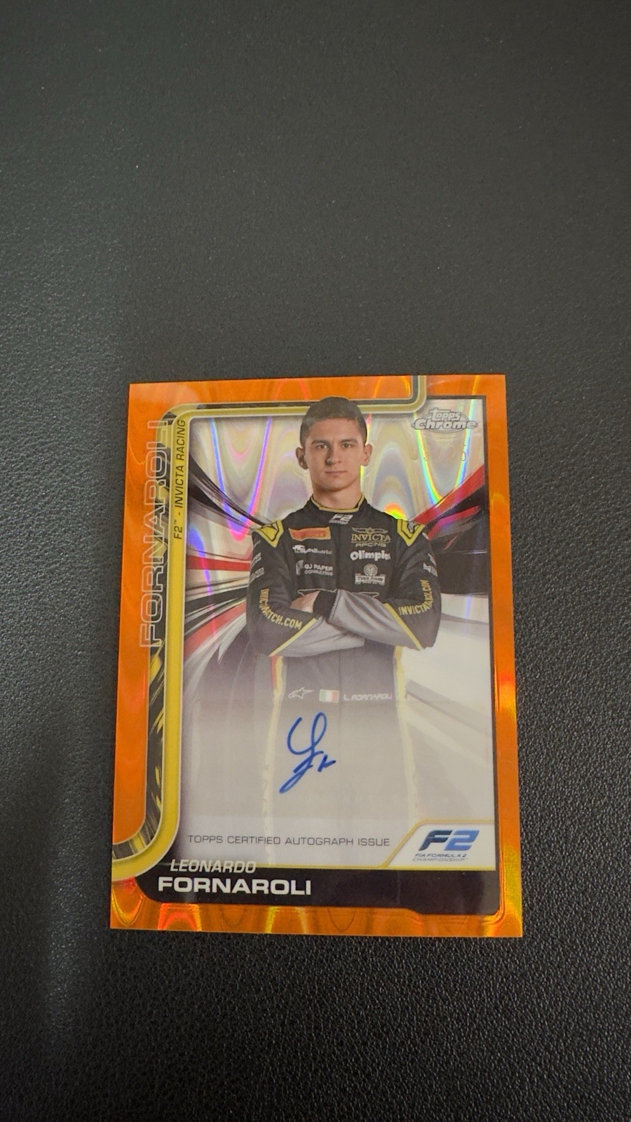 2025 Topps Formula 1 Chrome Leonardo Fornaroli F2 Invicta Racing Auto Orange /25