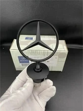 Front Hood Standing Star Emblem 44mm Black Fit For Mercedes Benz C E S C200 E350
