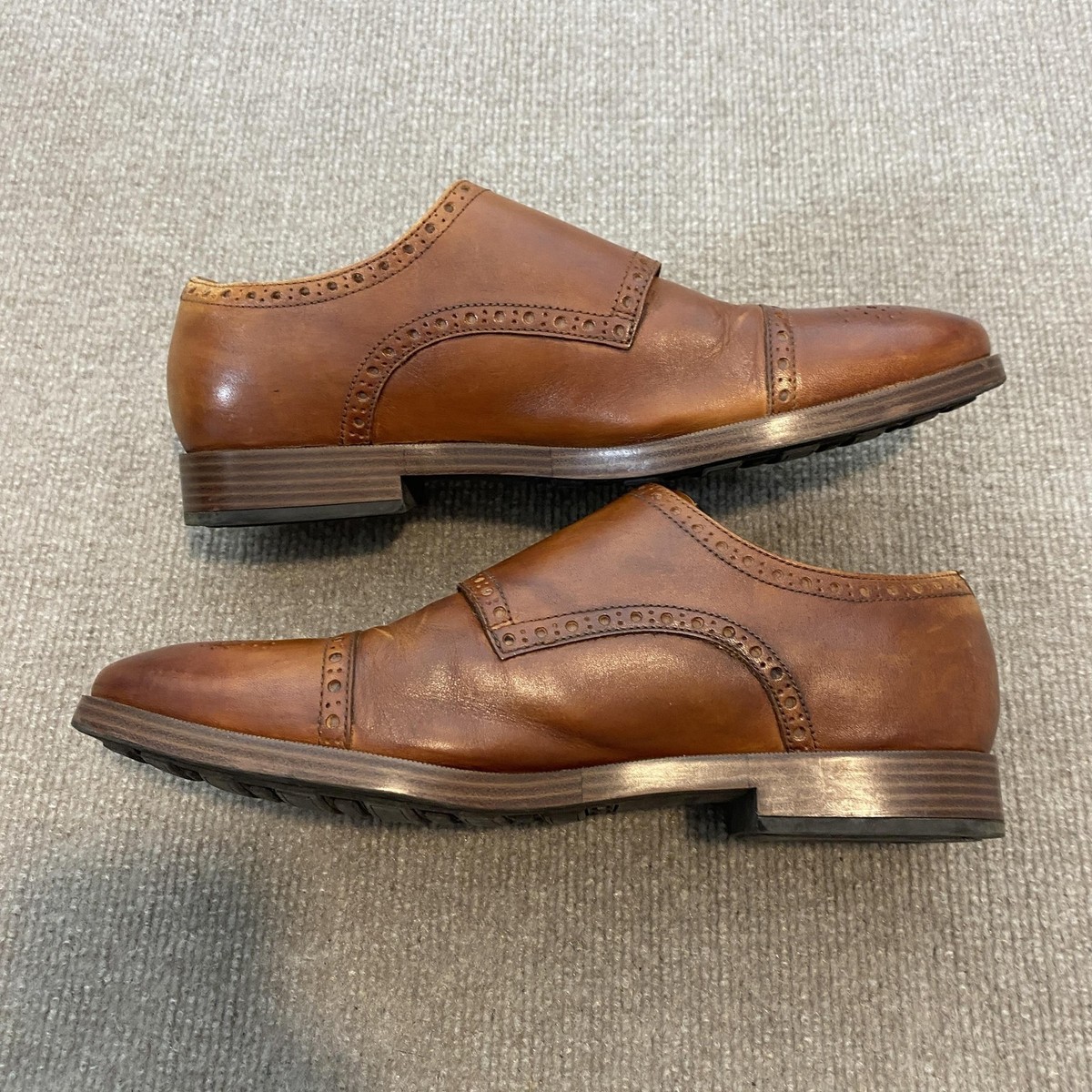 Cole Haan Men\'s 10.5 M Monk Strap Dress Shoes Brown Leather Buckle Oxford India Men main image 4