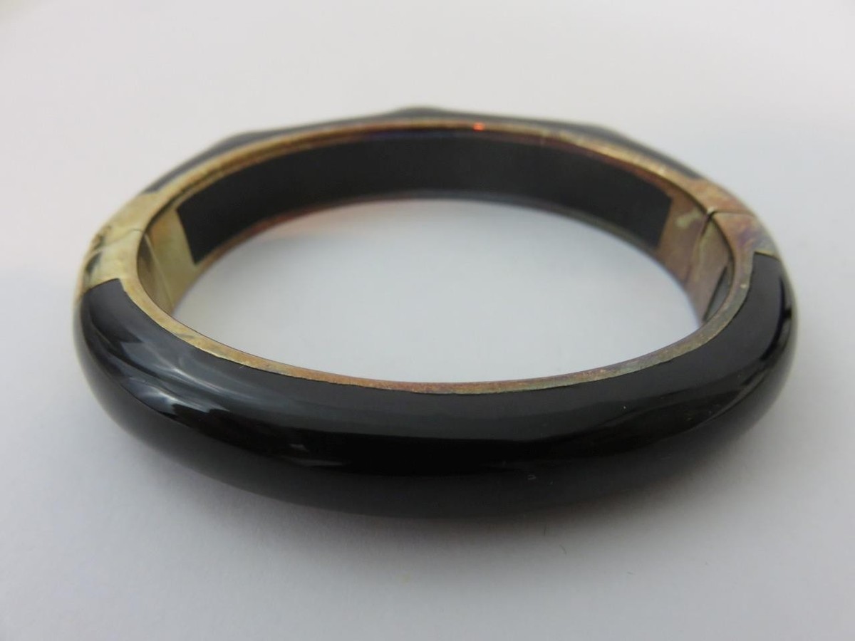 Andrew Hamilton Crawford Black Hinged Cuff/Bangle Sterling Silver AHC Size S View 3