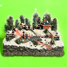 VTG Rare Fiber Optic Color Changing Waterfall Resin Christmas Village