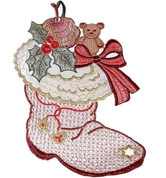 Fensterbild Weihnachten Plauener Spitze Fensterdekoration Nikolausstiefel 31 Cm-image