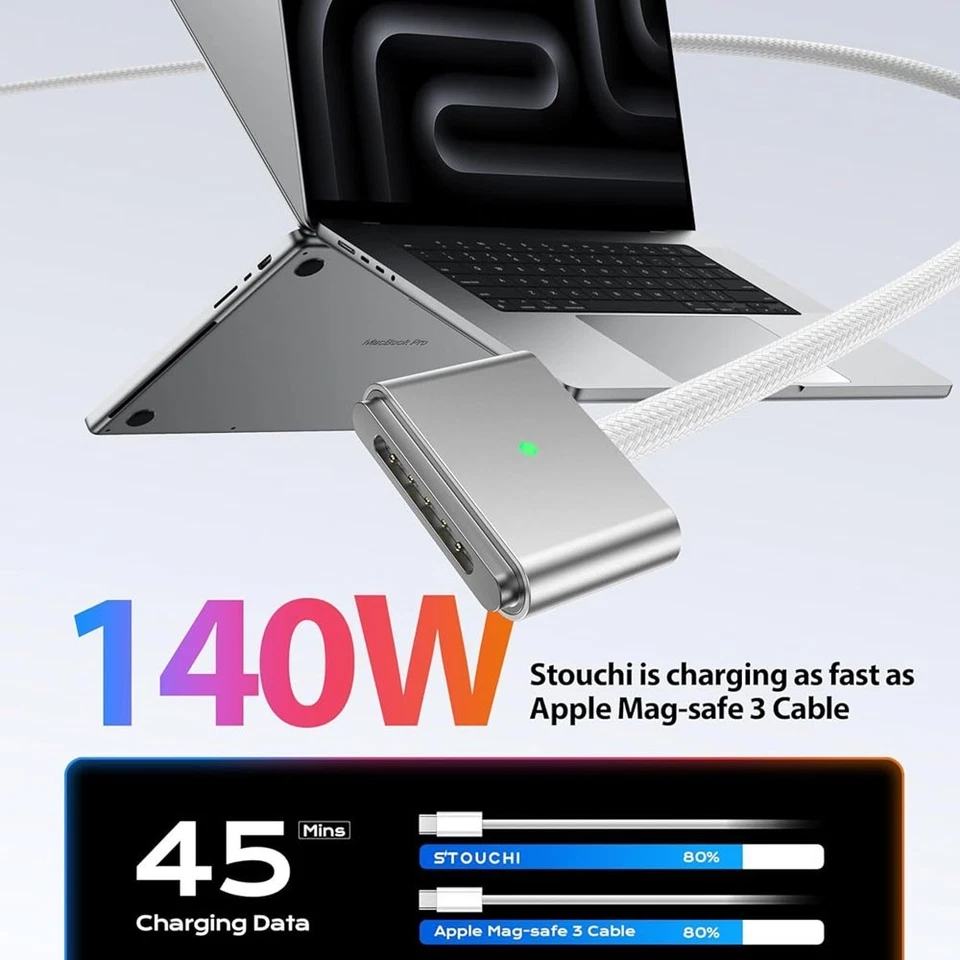 2m 140W USB C Magsafe 3 MacBook Charging Cable Air Pro M3 M2 Mag-Safe 3 Type - image 3 of 4