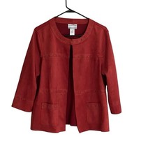 Alfred Dunner Jacket Petite Med Faux Suede Studded Burnt Orange Cowgirl Western