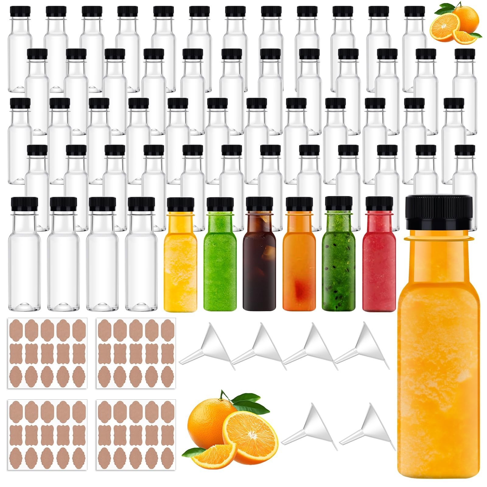 Plastic Bottles For Liquids, Mini Jar With Lid...