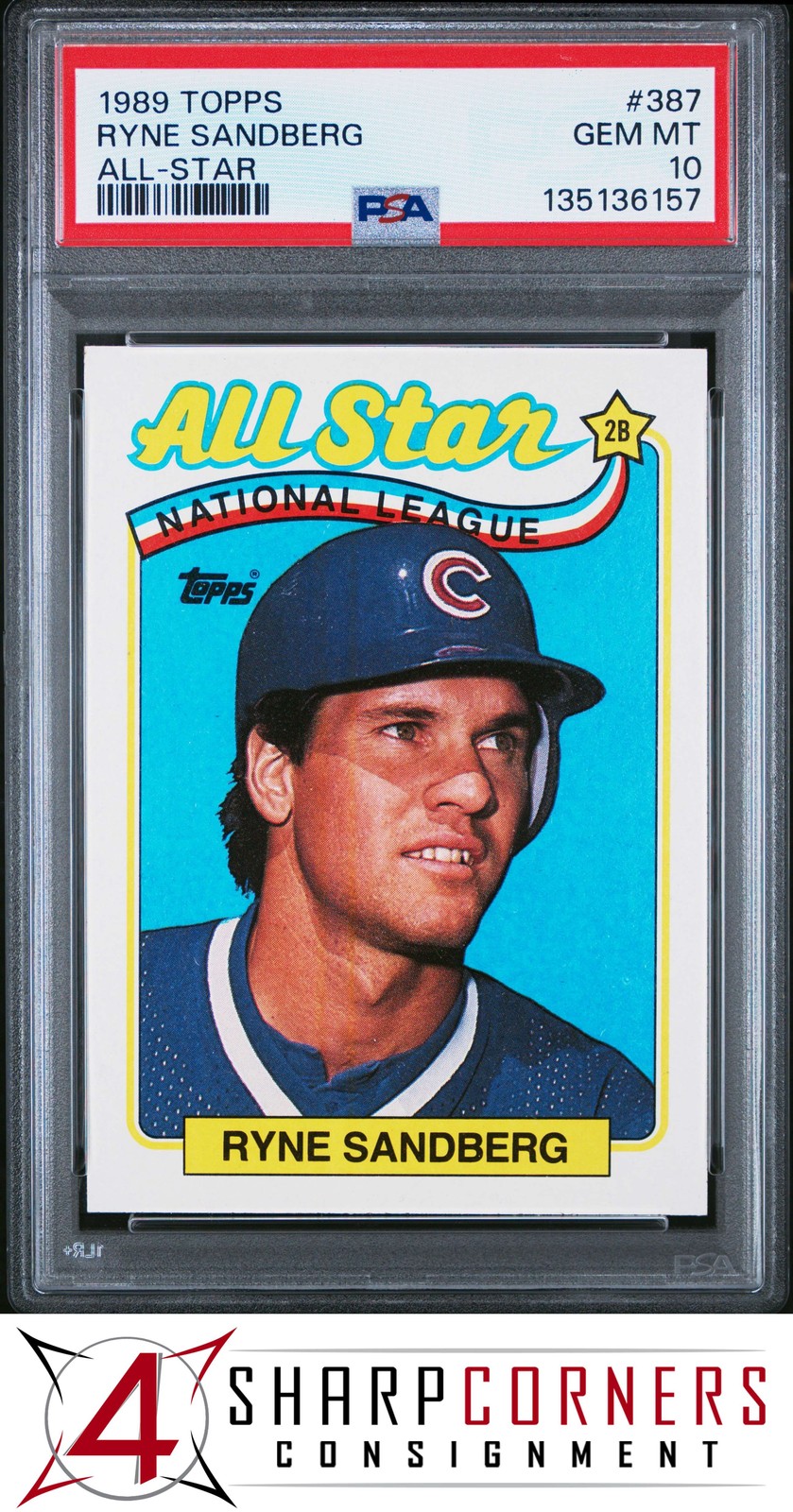 1989 TOPPS ALL-STAR #387 RYNE SANDBERG CUBS HOF PSA 10