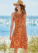 Peruvian Connection Pine Island Shift Dress Size Small Mango Chili Pima Cotton