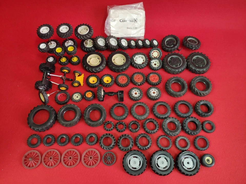 LOTTO RUOTE VINTAGE TRATTORI MEZZI AGRICOLI CARRI DIORAMA RESTAURO MODELLINI ROS - Immagine 2 di 4