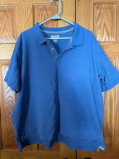 Duluth Trading Co Men's XL Relaxed Fit No Polo Bright Blue Shirt Stretch Pocket