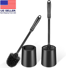 Black Toilet Brush and Holder Set for Bathroom and Toilet Scrubber, 2 Pack