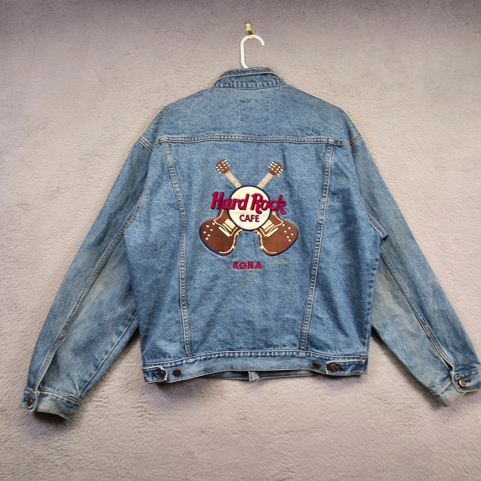 VETEMENTS Giacca denim vintage Hard Rock Cafe uomo L blu lavaggio medio camionista Kona Rock