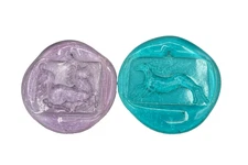 Art Glass Molded Medallion Suncatchers Lavender Unicorn Teal Green Stag