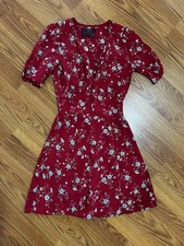 Reformation Red Floral Mini Dress, Size 0